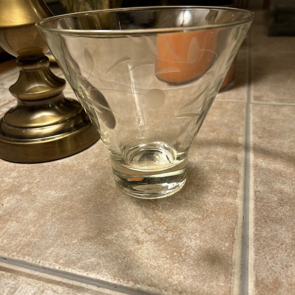 Willow Moon By‎ Pioneer Japan Etched Clear Glass Personal Ice Bucket